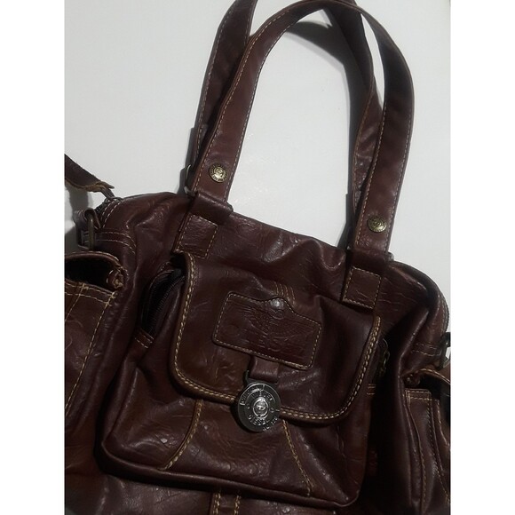 Diesel Satchel Shoulder Bag Brown Leather Flap Pocket Designer Purse - Picture 3 of 6